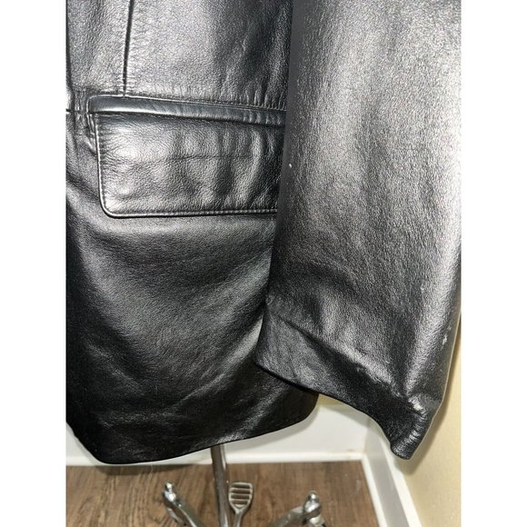 Wilsons Men's Black Leather Dress Jacket Size XXL Dressy Coat 2 Matrix Style 50" - Picture 7 of 11